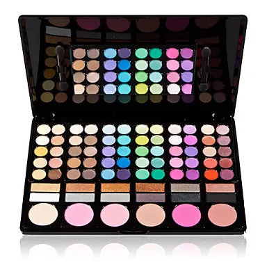 78 Colors 3in1 Professional 60 12 Smoky Eyeshadow 6 Blusher Makeup Cosmetic Palette with Mirror&2 Sponge Applicator