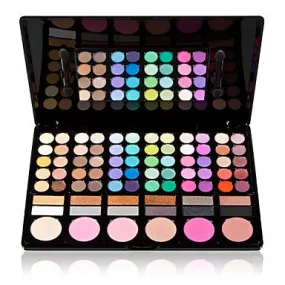 78 Colors 3in1 Professional 60 12 Smoky Eyeshadow 6 Blusher Makeup Cosmetic Palette with Mirror&2 Sponge Applicator