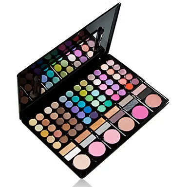 78 Colors 3in1 Professional 60 12 Smoky Eyeshadow 6 Blusher Makeup Cosmetic Palette with Mirror&2 Sponge Applicator