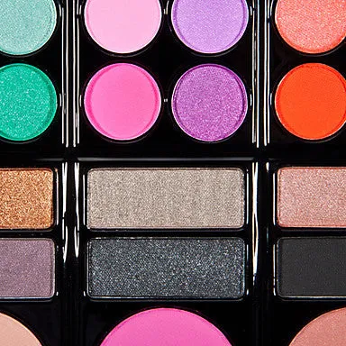 78 Colors 3in1 Professional 60 12 Smoky Eyeshadow 6 Blusher Makeup Cosmetic Palette with Mirror&2 Sponge Applicator