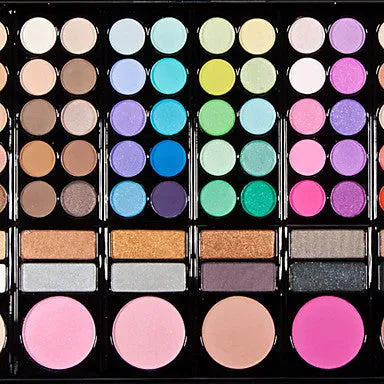 78 Colors 3in1 Professional 60 12 Smoky Eyeshadow 6 Blusher Makeup Cosmetic Palette with Mirror&2 Sponge Applicator