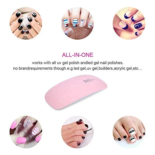 AiScrofa Mini UV LED Nail Lamp, Portable Gel Light Mouse Shape Pocket Size Nail Dryer with USB Cable for All Gel Polish and Detection Light