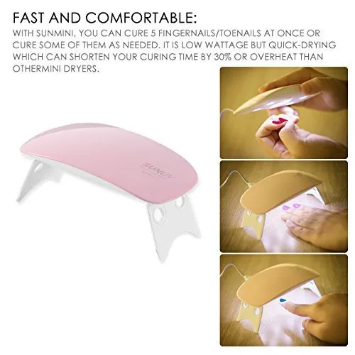 AiScrofa Mini UV LED Nail Lamp, Portable Gel Light Mouse Shape Pocket Size Nail Dryer with USB Cable for All Gel Polish and Detection Light