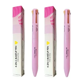 BeauFairy 4 in 1 Makeup Pen, 2 PCS, Eye Liner, Brow Liner, Lip Liner, Highlighter Pen, All in One Waterproof Long-Lasting Multi-function Beauty Pencil, Facial Easy Carry Cosmetic for Wedding (Pink)