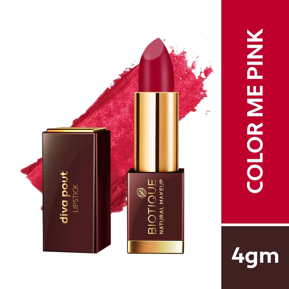Biotique Natural Makeup Diva Pout Lipstick, Color Me Pink, 4g