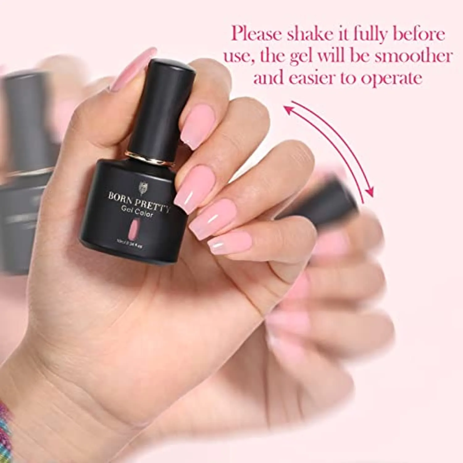 BORN PRETTY Nude Pink Gel Nail Polish Set,Sheer Milky Pink Jelly Transparent Gel Nail Polish UV LED Gel Nail Polish Varnish 6Pcs 10ML