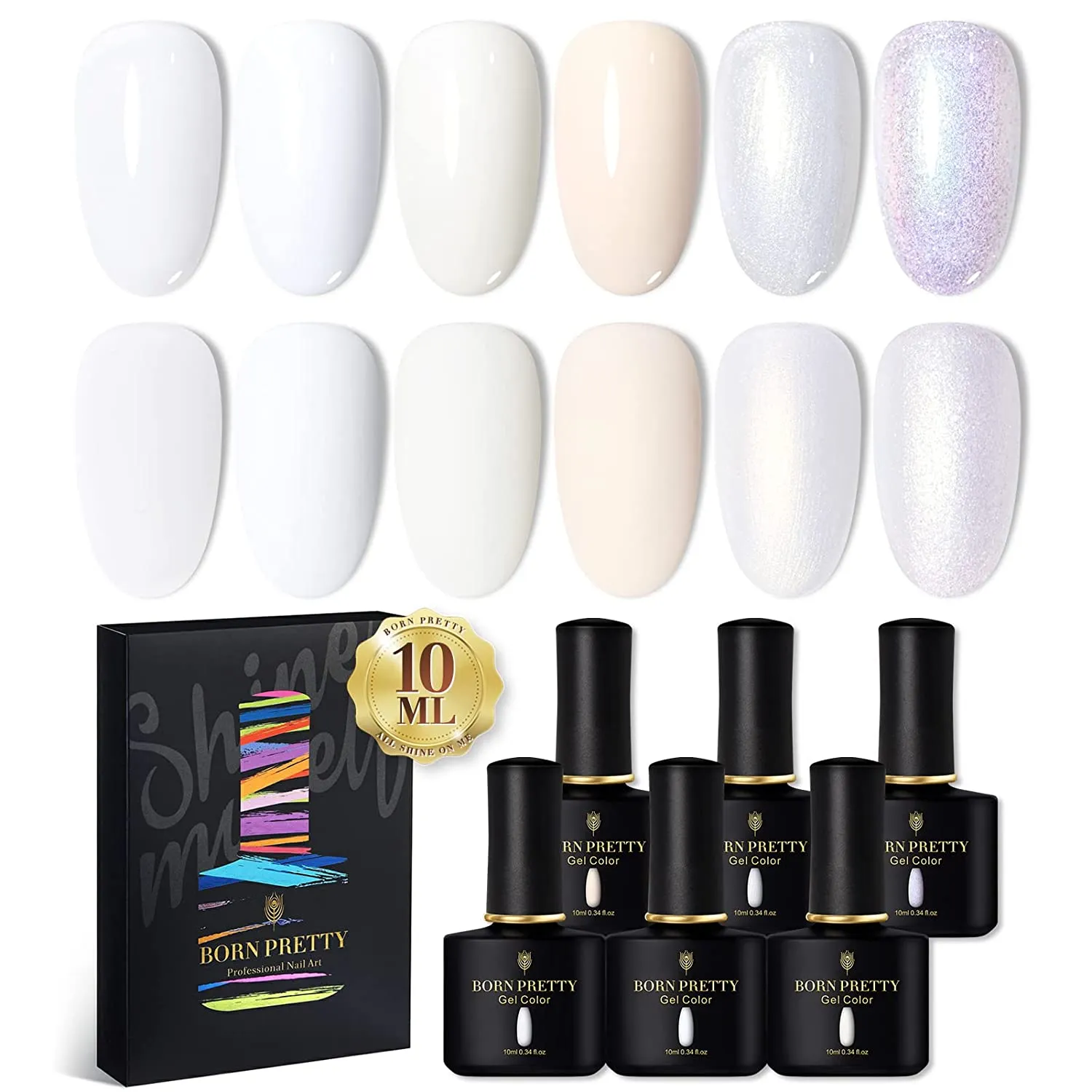 BORN PRETTY Nude Pink Gel Nail Polish Set,Sheer Milky Pink Jelly Transparent Gel Nail Polish UV LED Gel Nail Polish Varnish 6Pcs 10ML