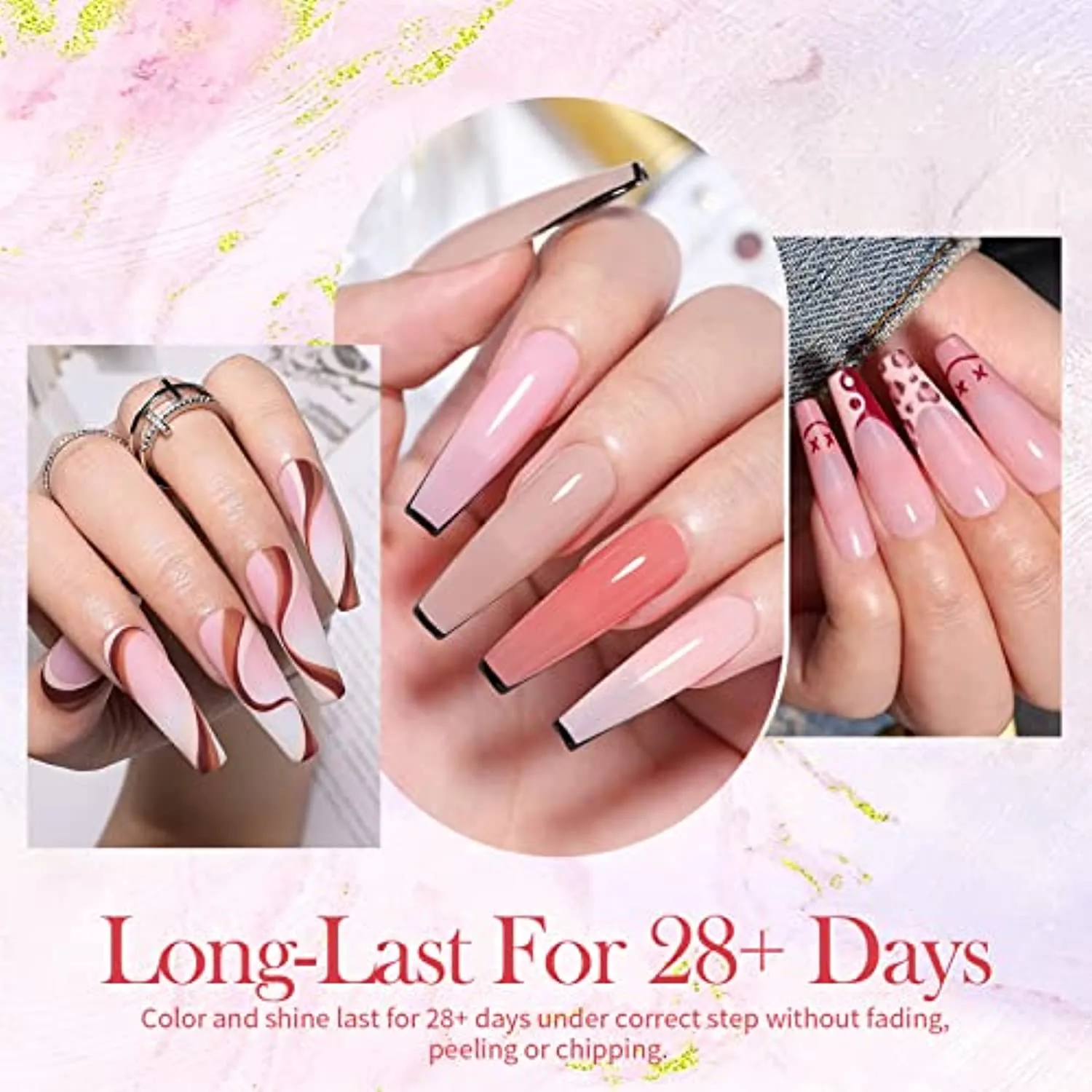 BORN PRETTY Nude Pink Gel Nail Polish Set,Sheer Milky Pink Jelly Transparent Gel Nail Polish UV LED Gel Nail Polish Varnish 6Pcs 10ML