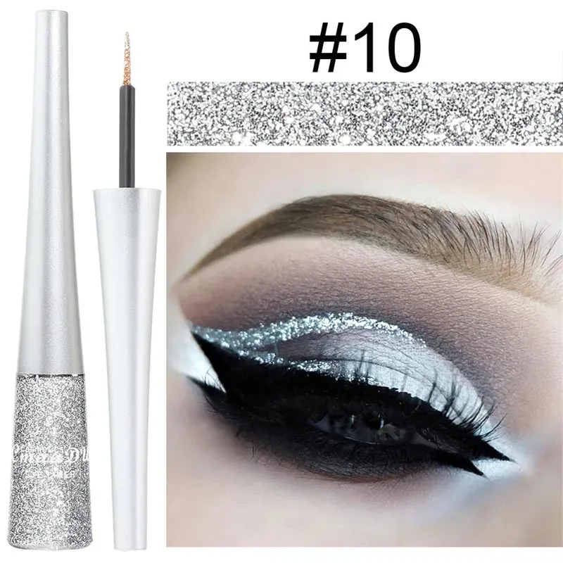 Cmaadu 1PC Liquid Shiny Eye Liners Pigment Silver Green Gold Glitter Professional Waterproof Eyeliners Beauty Cosmetics Women Makeup
