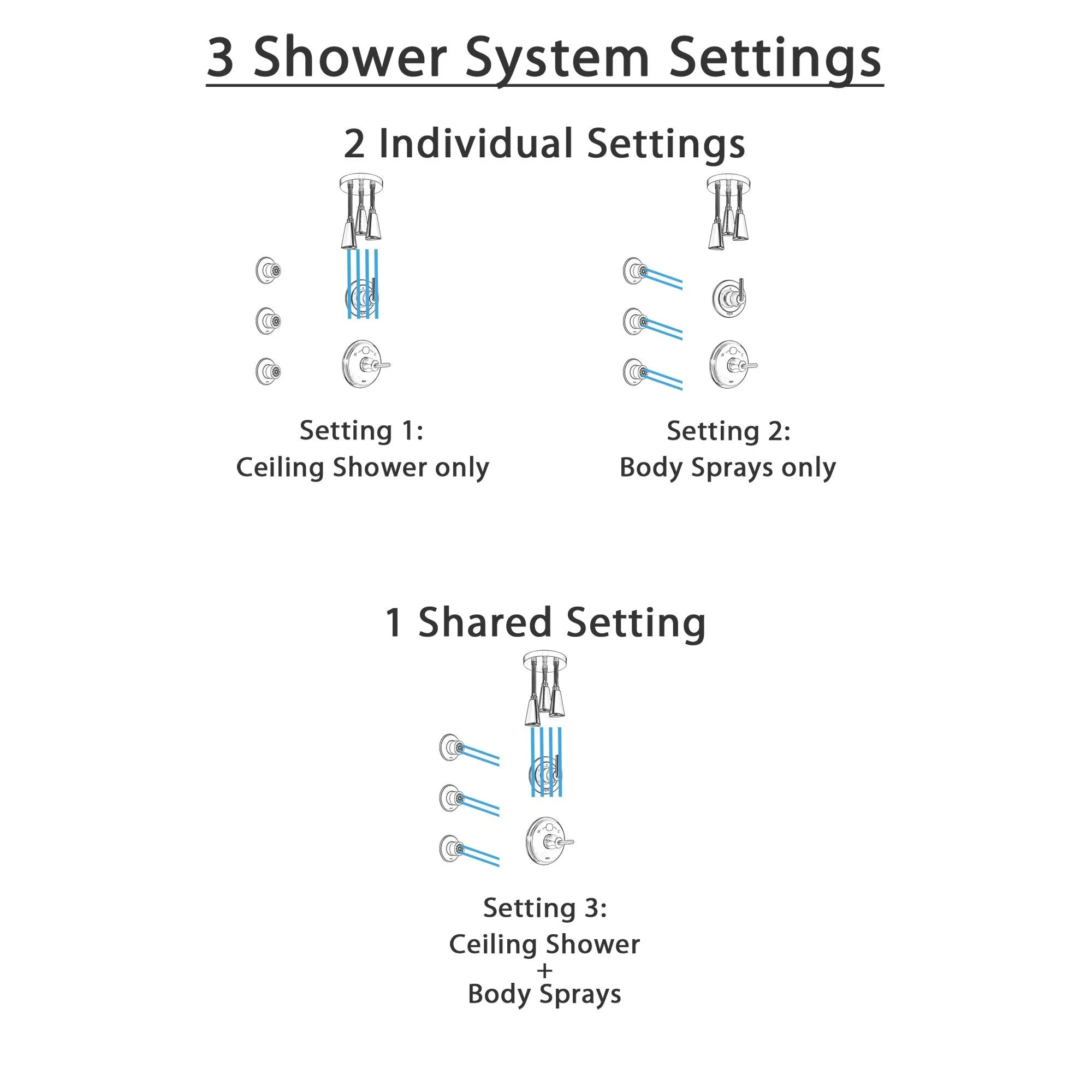 Delta Trinsic Stainless Steel Finish Shower System with Temp2O Control, 3-Setting Diverter, Ceiling Mount Showerhead, and 3 Body Sprays SS14002SS3