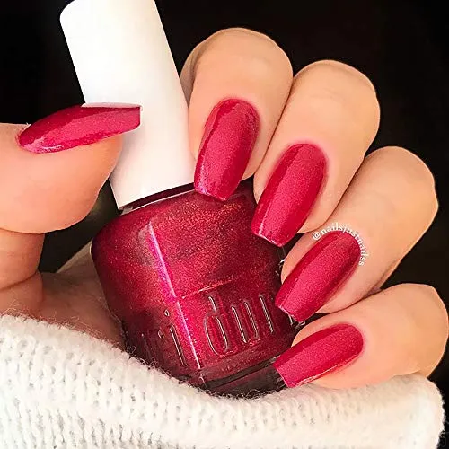 duri Nail Polish, 754 Social Bubble, Red Glitter Shimmer, Full Coverage, 0.45 Fl Oz