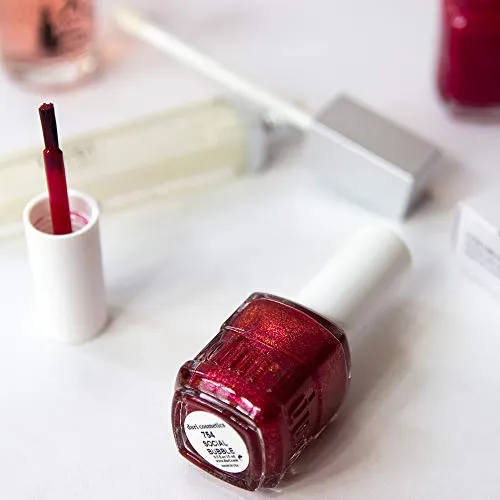 duri Nail Polish, 754 Social Bubble, Red Glitter Shimmer, Full Coverage, 0.45 Fl Oz