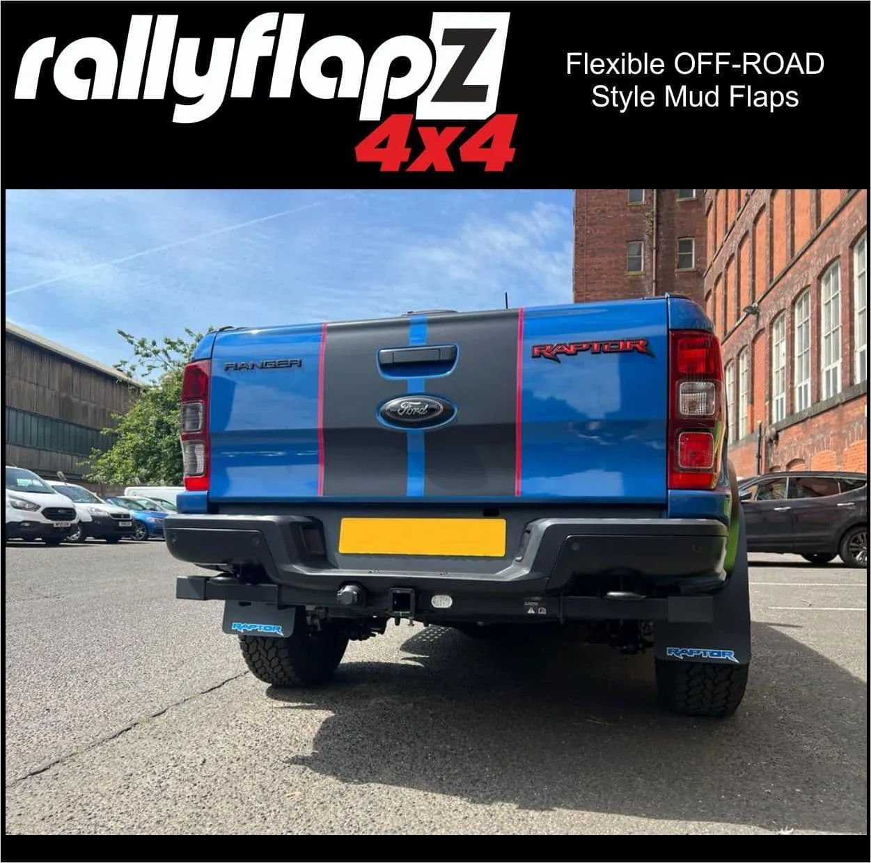 Extra WIDE Mud Flaps to fit FORD RANGER RAPTOR 1st Gen (2019-2022) & 2nd Gen (2023 ) BLACK