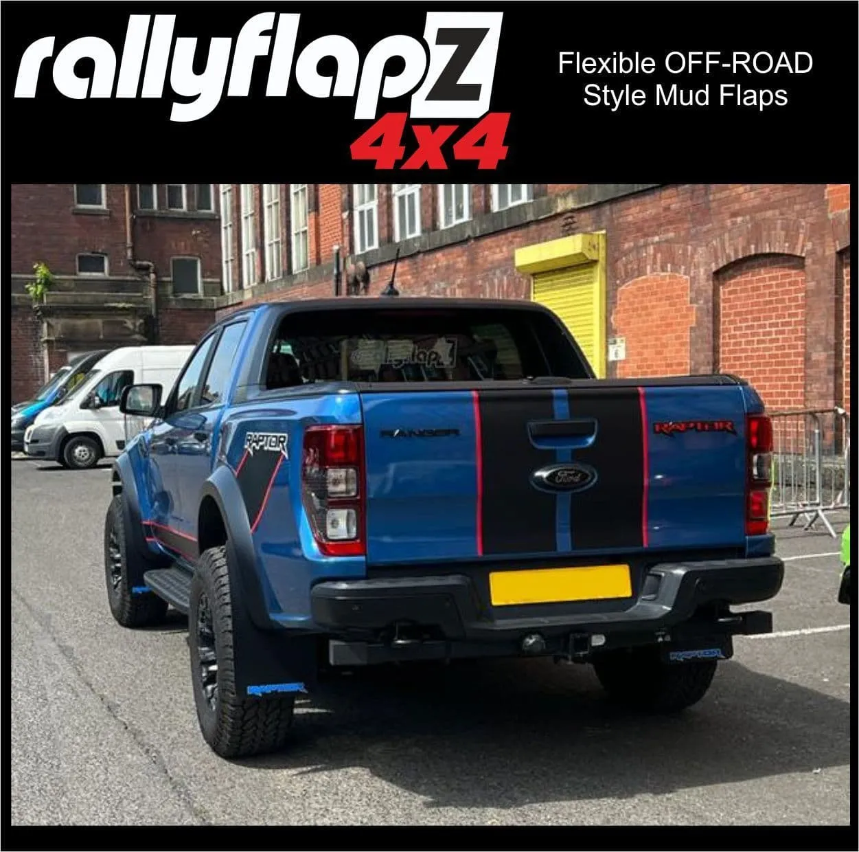 Extra WIDE Mud Flaps to fit FORD RANGER RAPTOR 1st Gen (2019-2022) & 2nd Gen (2023 ) BLACK