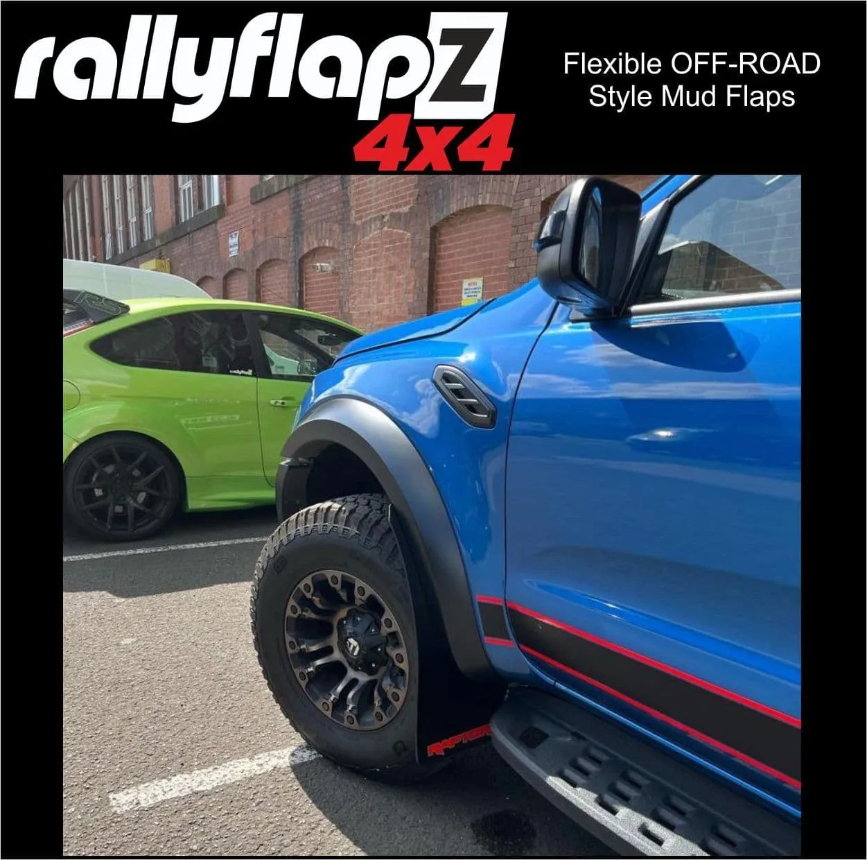 Extra WIDE Mud Flaps to fit FORD RANGER RAPTOR 1st Gen (2019-2022) & 2nd Gen (2023 ) BLACK