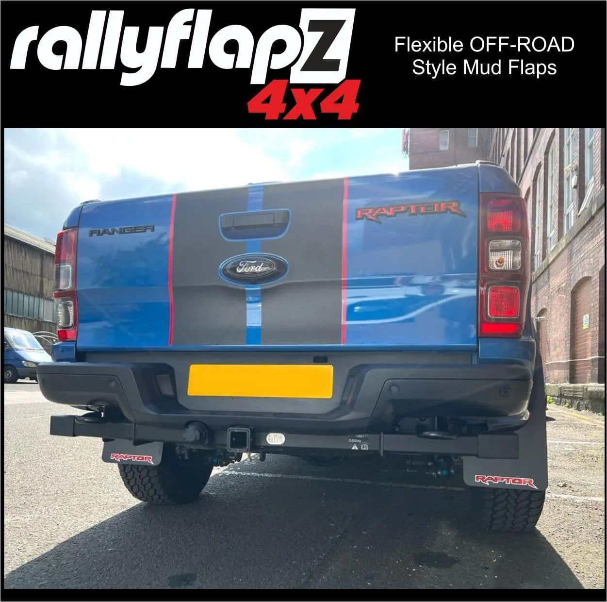 Extra WIDE Mud Flaps to fit FORD RANGER RAPTOR 1st Gen (2019-2022) & 2nd Gen (2023 ) BLACK