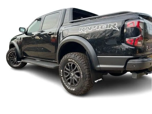 Extra WIDE Mud Flaps to fit FORD RANGER RAPTOR 1st Gen (2019-2022) & 2nd Gen (2023 ) BLACK