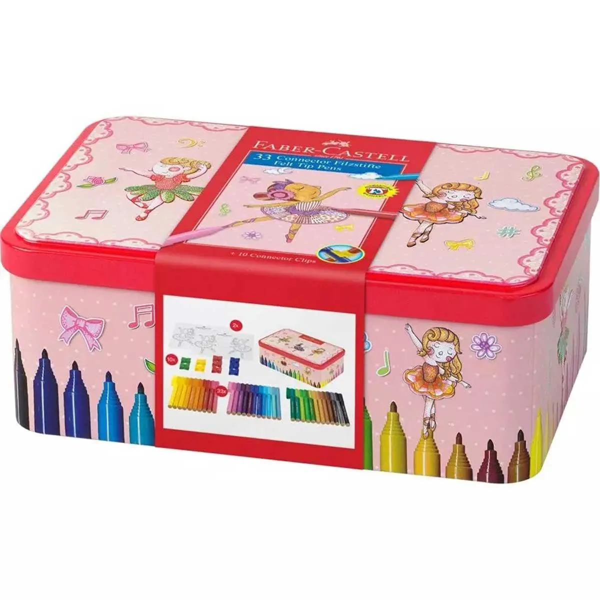 Faber-Castell Ballerina Pen Set  - Connector Felt Tip with Clips, 43 pieces | 155534