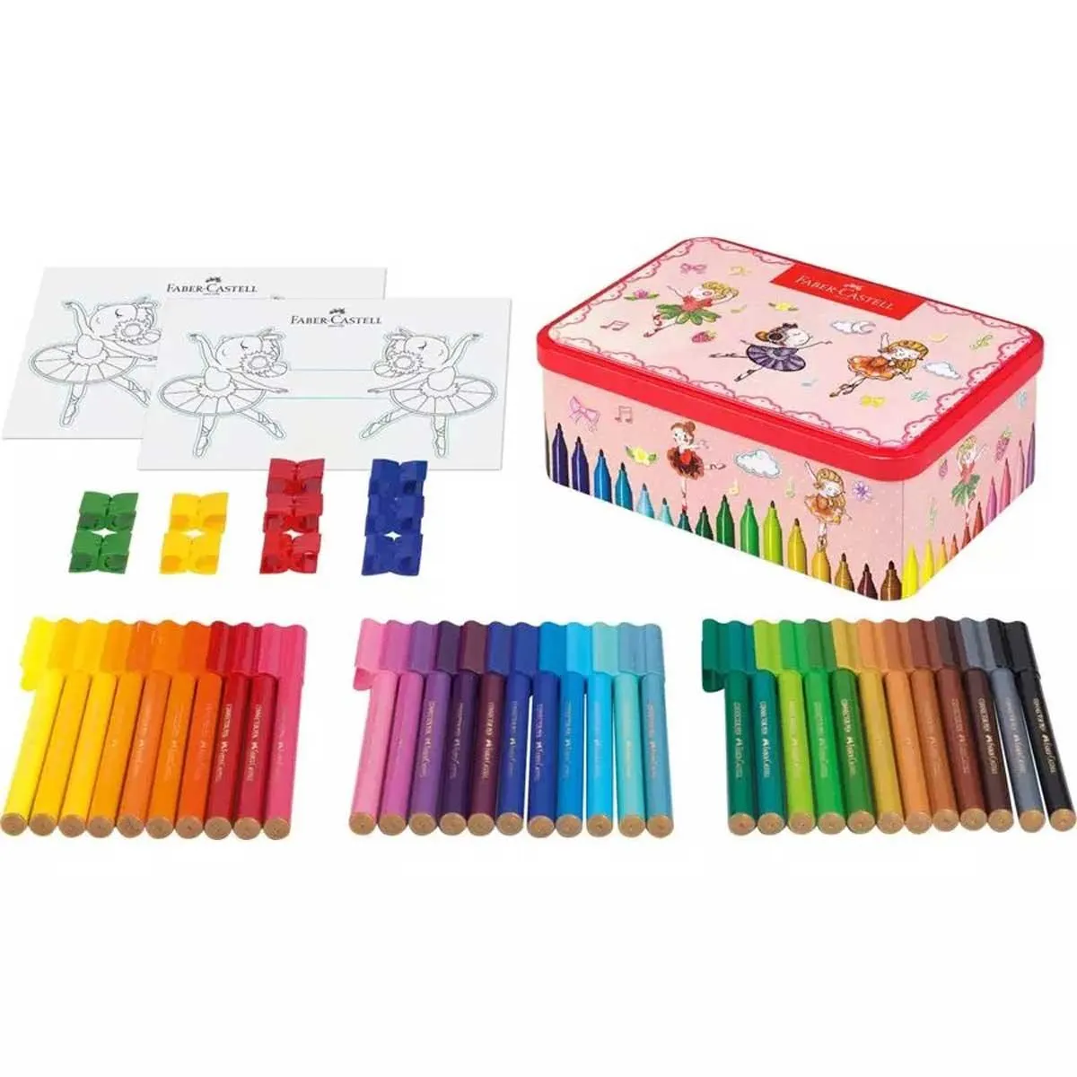 Faber-Castell Ballerina Pen Set  - Connector Felt Tip with Clips, 43 pieces | 155534