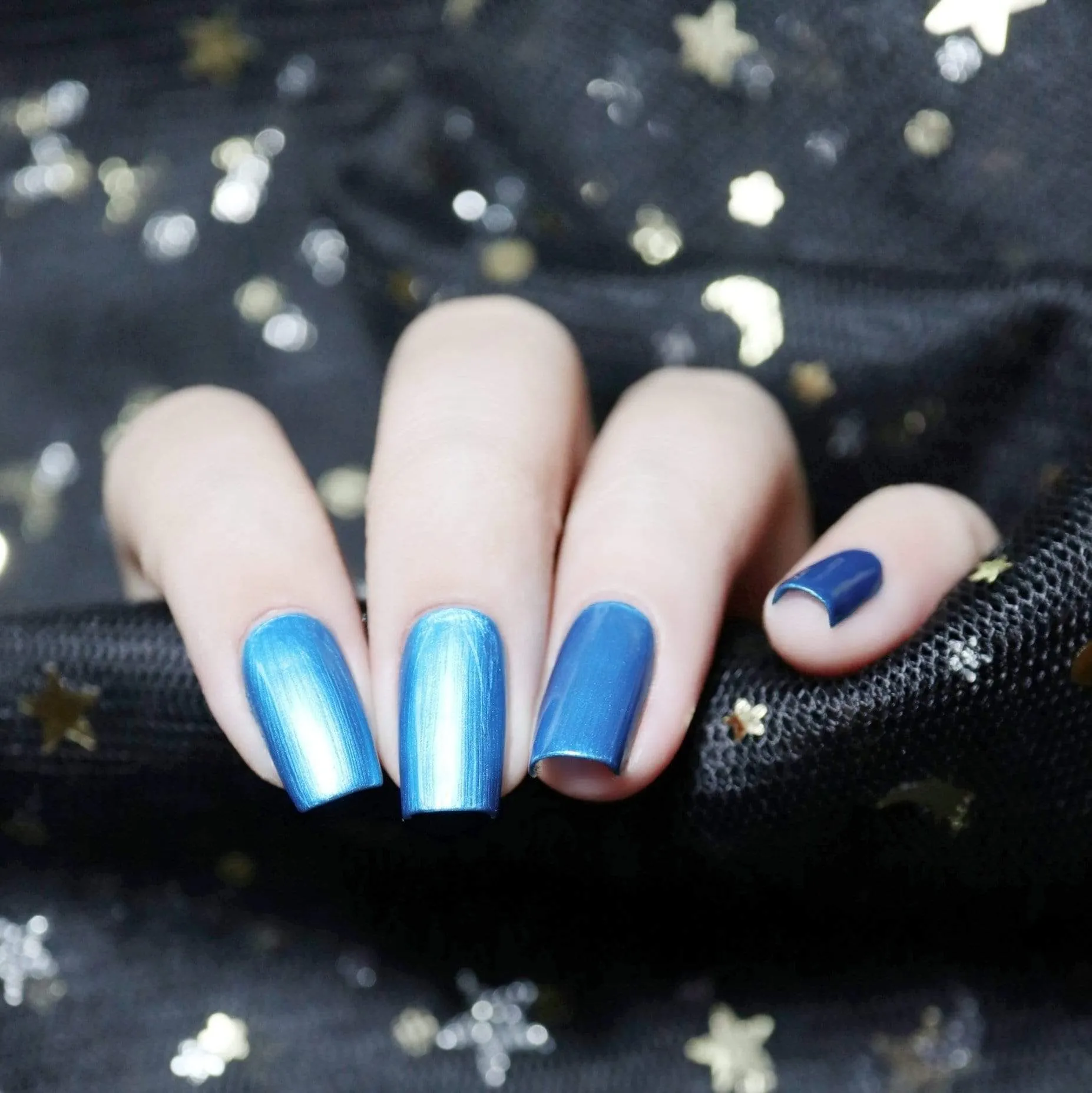 Grimm's Nightfall: Glass Slipper (B224) - Blue Metallic Stamping Polish