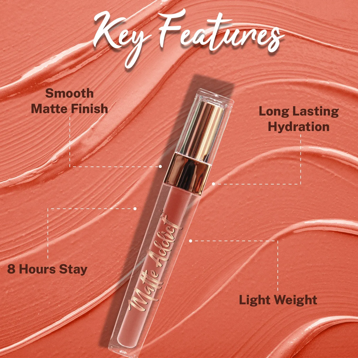 Jaquline USA Matte Addict   Liquid Lipstick, 8Hr stay, Lightweight & Transfer proof - Mocha Veil 01, 3.5ml