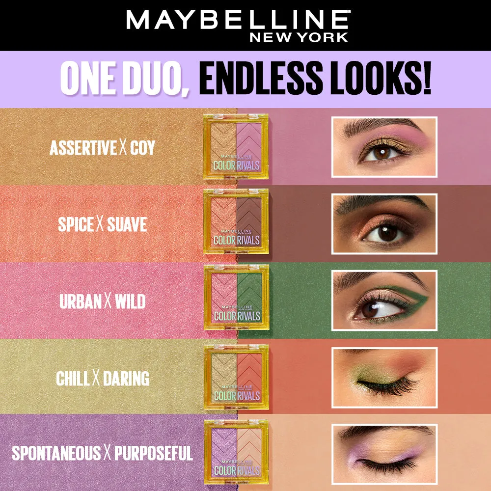 Maybelline Color Rivals Shadow Longwear Duo Eyeshadow Palette: Spontenous x Purposeful , 3g