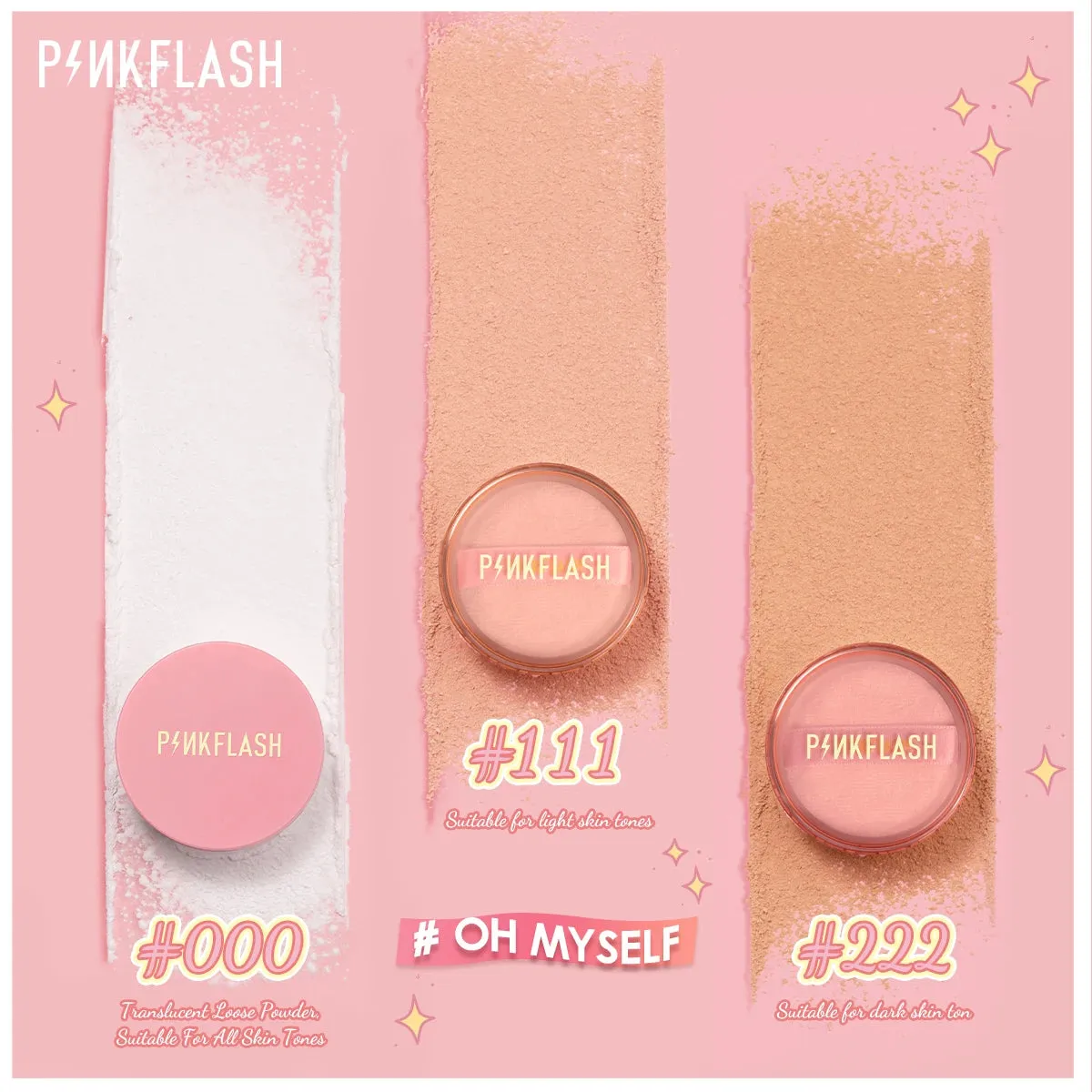 PINKFLASH 3 Colors Matte Loose Powder Waterproof Oil-control Makeup Setting Cosmetics