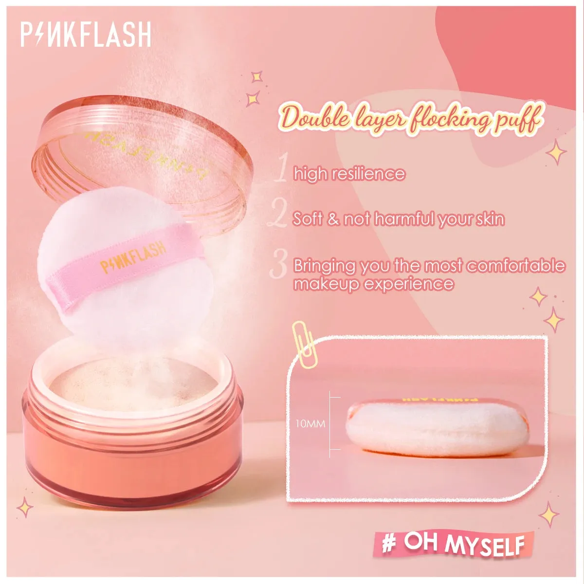 PINKFLASH 3 Colors Matte Loose Powder Waterproof Oil-control Makeup Setting Cosmetics