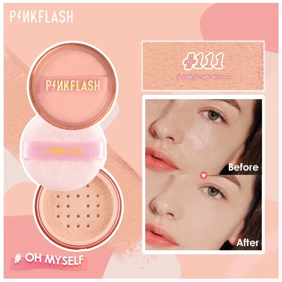 PINKFLASH 3 Colors Matte Loose Powder Waterproof Oil-control Makeup Setting Cosmetics