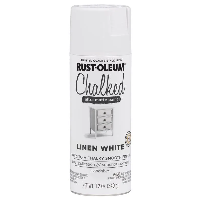 Rust-Oleum Chalked Ultra Matte Linen White Oil-Based Acrylic Sprayable Chalk Paint 12 oz
