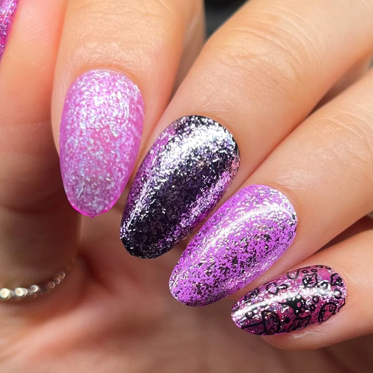 Rustic Charm: Plum Perfect (P169) - Purple with Silver Glitter Jellies Nail Polish