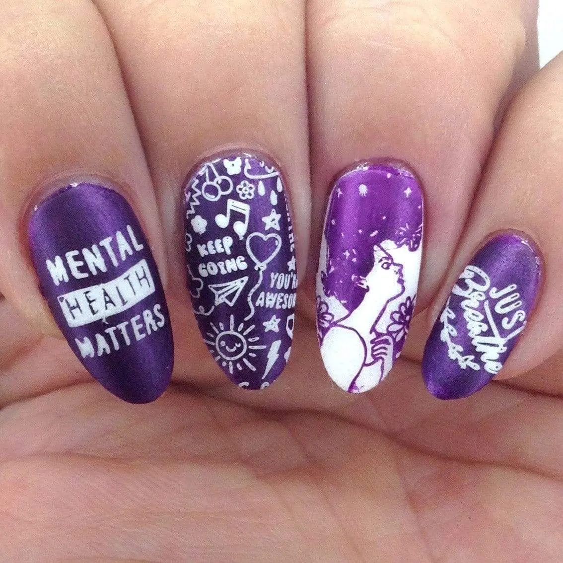 Serenity (B413) - Purple Silver Metallic Stamping Polish