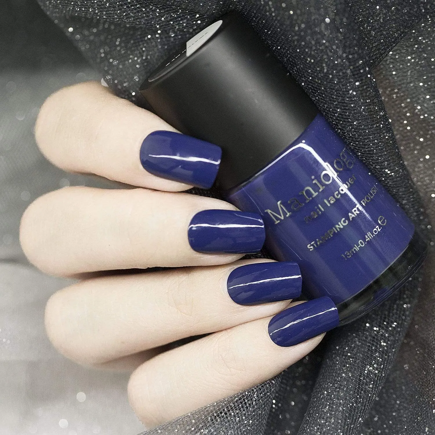 Shibori (B265) - Navy Blue Cream Stamping Polish