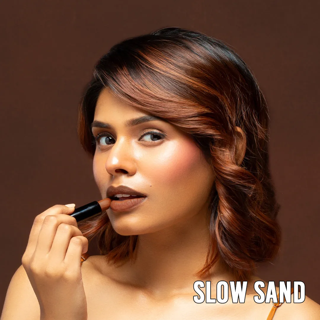 Slow Sand - Bare Browns Ultra Matte Lipstick (Caramel Brown)- Intense color pay-off