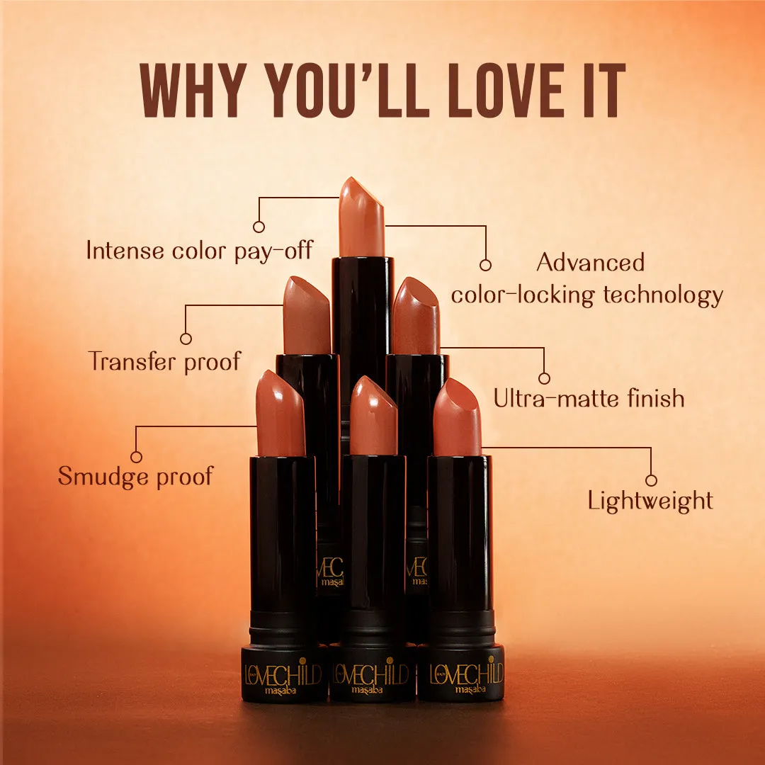 Slow Sand - Bare Browns Ultra Matte Lipstick (Caramel Brown)- Intense color pay-off