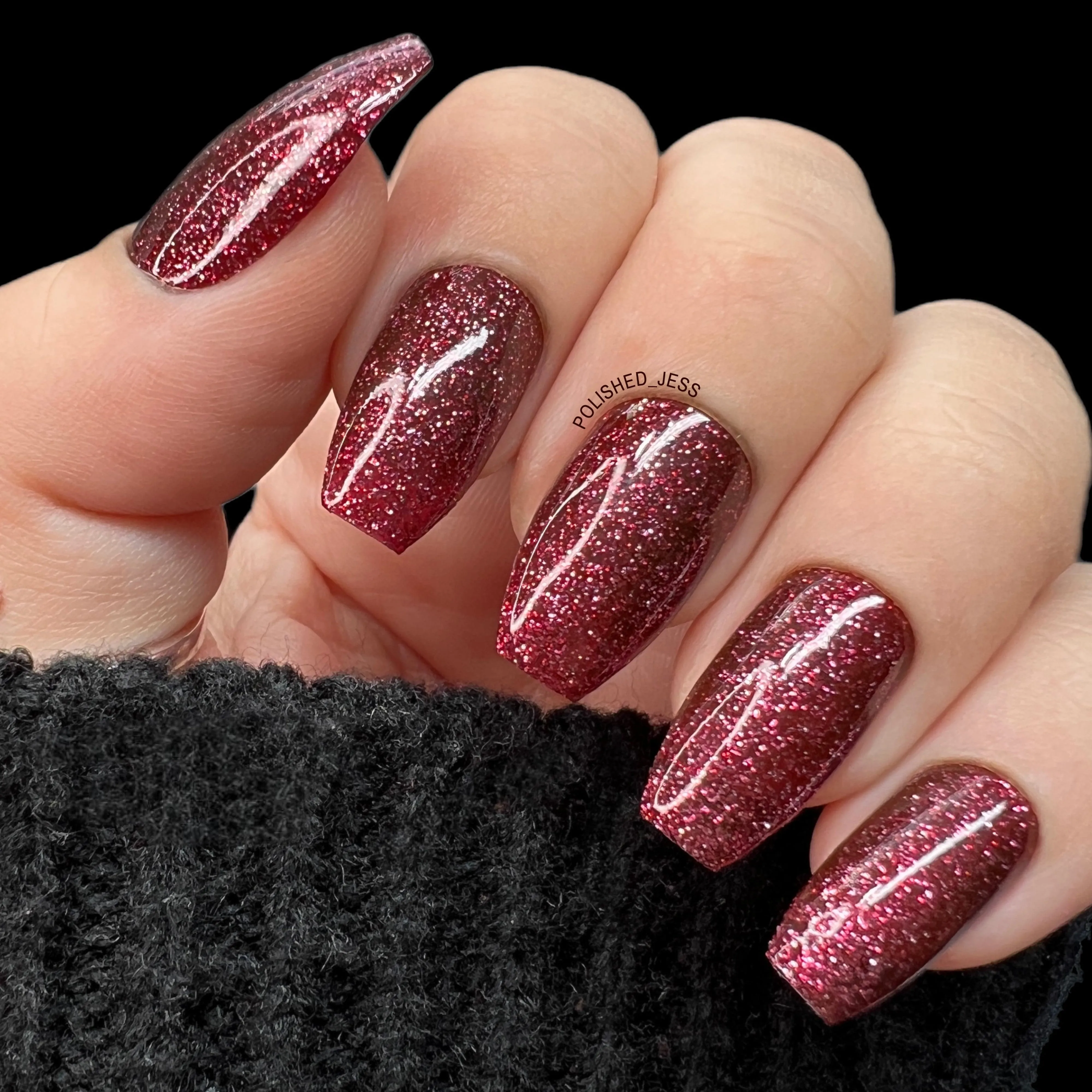 Tinseltown: Fame (P141) - Semi Sheer Dark Red with Glitter Nail Polish
