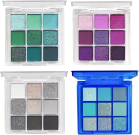 URQT 4 Pack/Set Eyeshadow Palette Set - Rich Colors Eye Makeup Kit Black Blue Green Purple Eyeshadow Shades Natural Nude Matte Shimmer Glitter Naked Eye Shadow Pallete Set