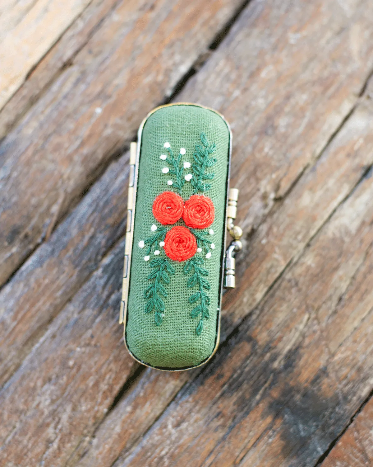 Vintage Embroidered Lipstick Case